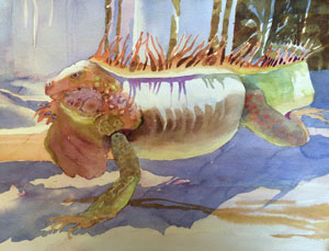 half painted iguana from a 2015 workshop